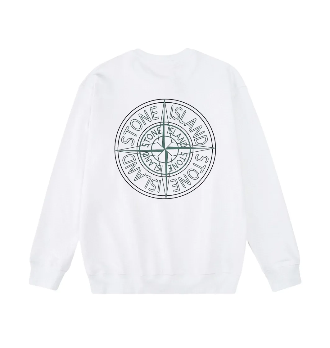 W810#P160💰 Stone Island classic compass logo printed round neck long-sleeved sweatshirt! Versatile base round neck sweatshirt for couples! Simple armband design, customized 1*1 thread (fine texture), 380g double-strand large terry fabric, very good quality, foreign trade craftsmanship, respect the original version! The threads at the cuffs and hem are all original bartacks! The time-consuming and material consumption distinguishes the ordinary version on the market! Tops worn by celebrities from all walks of life on INS, can be matched with couple styles!  Color: Black White Size: M-XXL